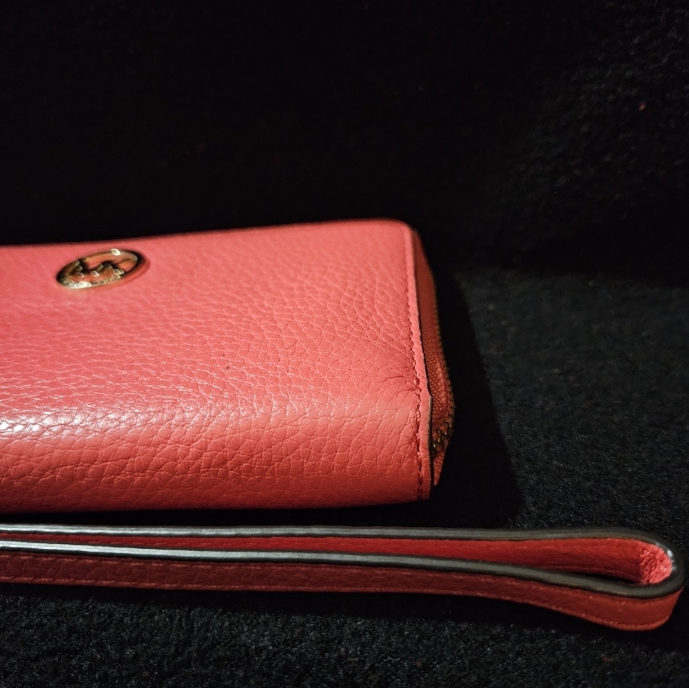 Michael Kors Coral Color Wristlet-Soft Pebble Leather - Picture 13 of 16